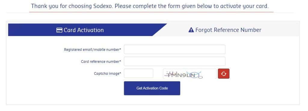 Sodexo Meal Card Activation